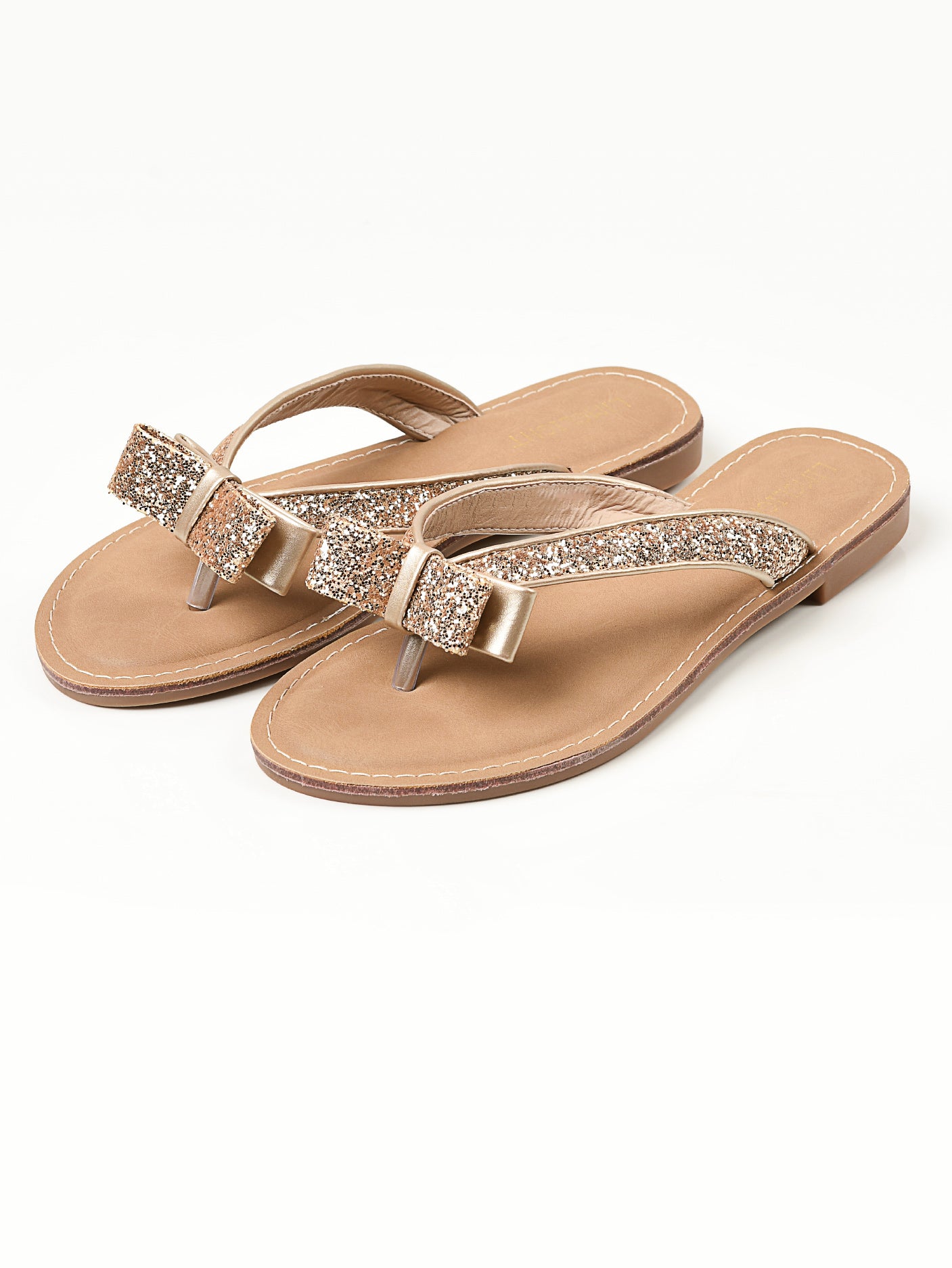 glitter bow flip flops