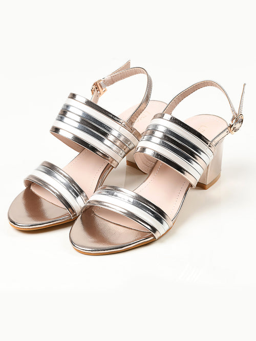 Striped Heels - Gold