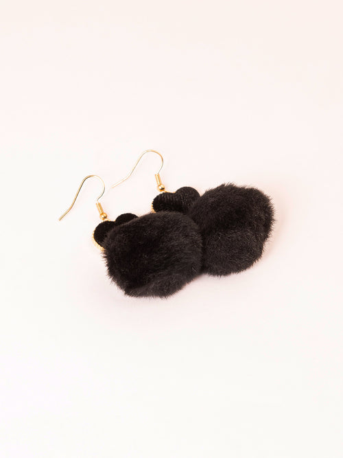 Heart Pompom Drop Earrings