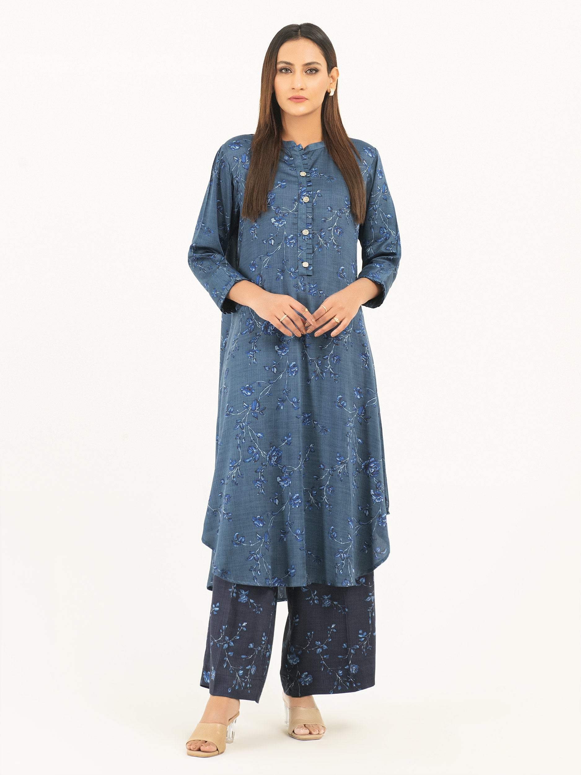 ready to wear pret two piece linen printed suit