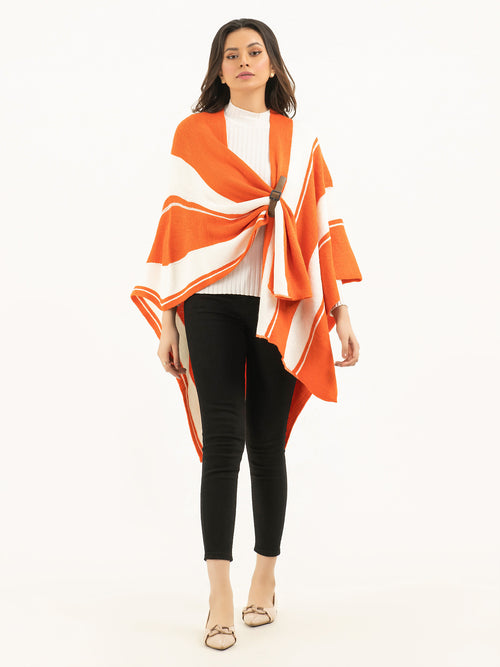 Buckled Two Tone Cape Shawl