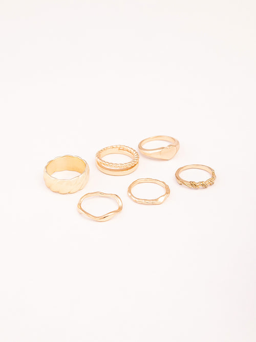 Golden Metallic Ring Set