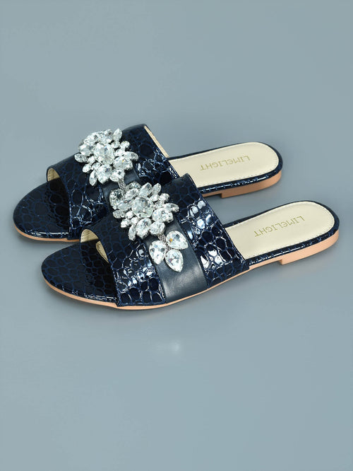 Textured Stone Studded Flats