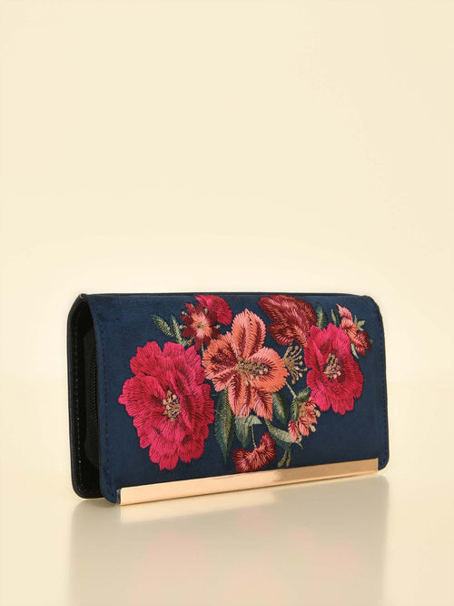 Embroidered Zip Wallet