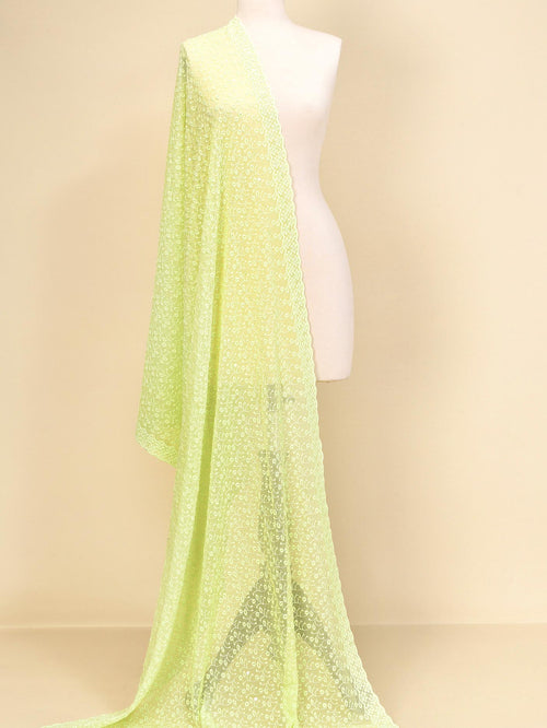 Embroidered Chiffon Dupatta - Lemon