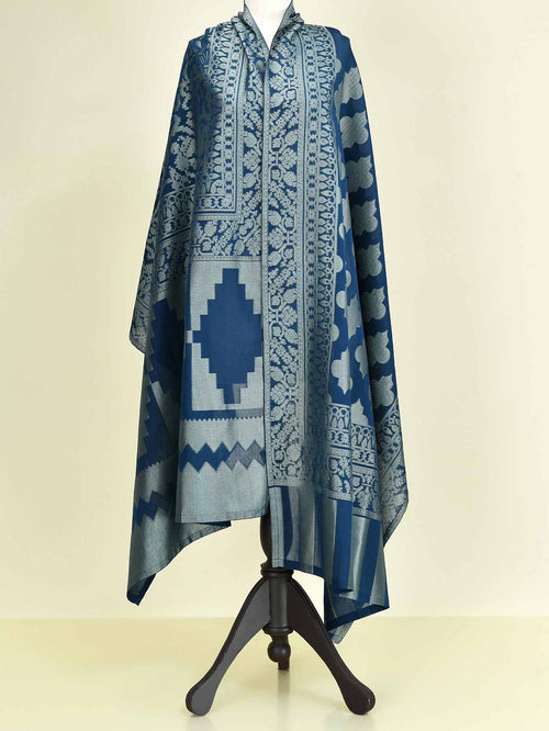 Jacquard Dupatta - Navy Blue