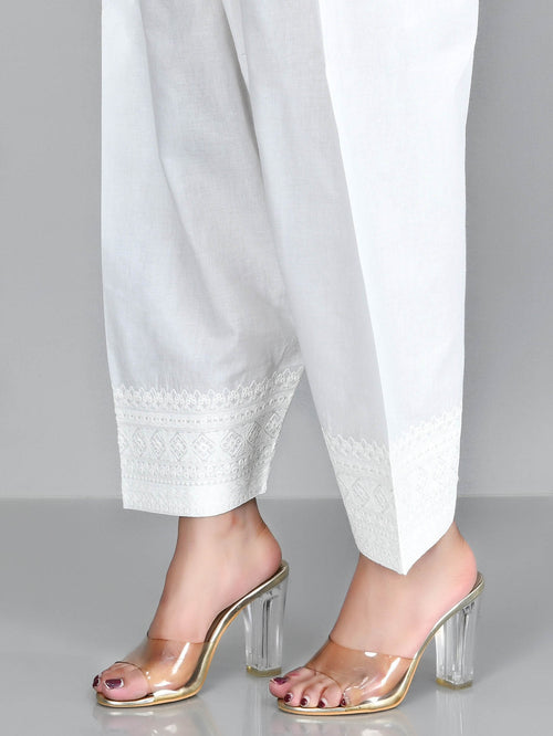 Embroidered Shalwar- White