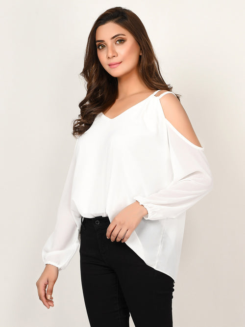 Cold Shoulder Chiffon Top