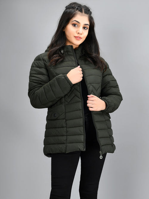 Hooded Puffer Jacket - Green