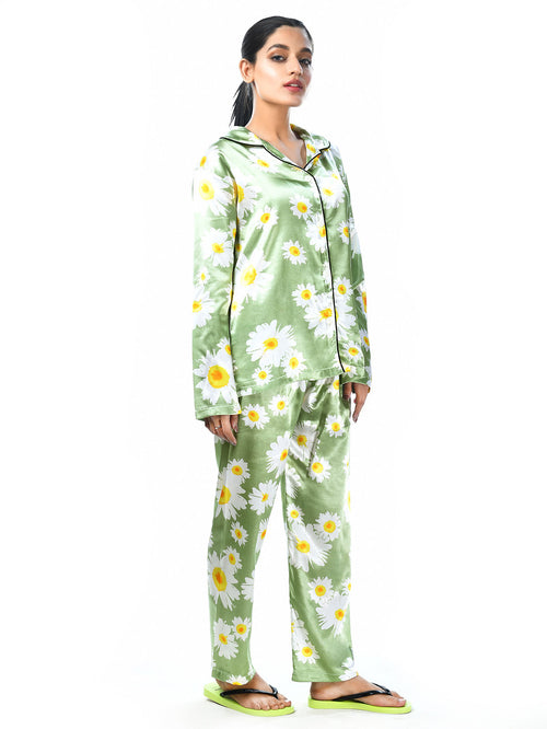 Silk Floral Printed Sleep Wear