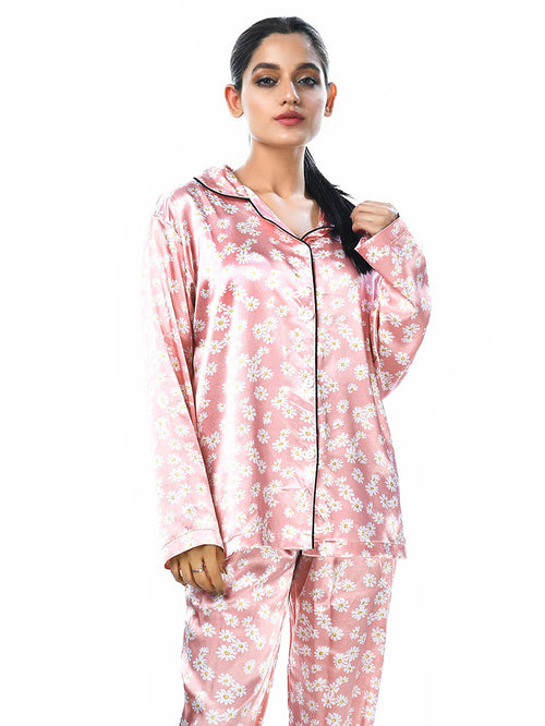 Silk Floral Printed Sleep Wear