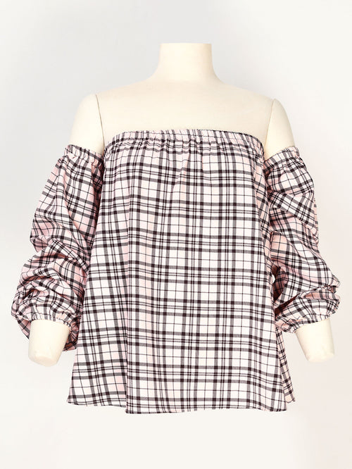 Plaid Off Shoulder Top