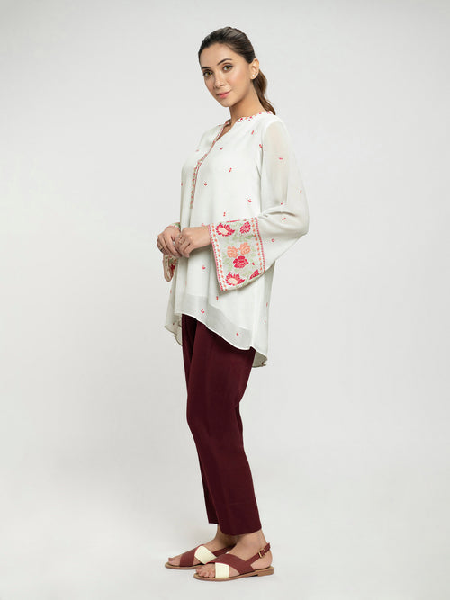 Embroidered Chiffon Top