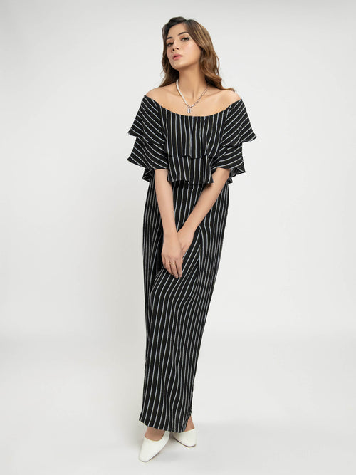 Striped & Ruffled Jumpsuit