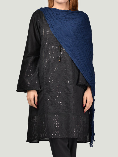 Crushed Dupatta - Dark Blue