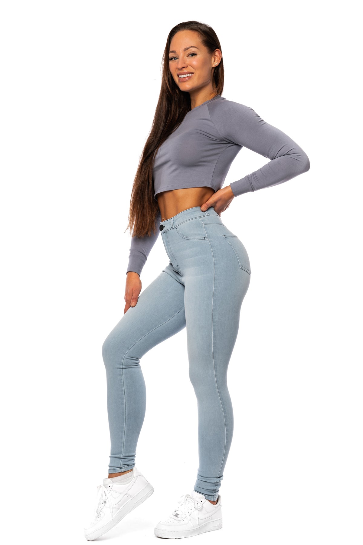 Womens 360 High Waisted Fitjeans Bleach Blue Fitjeans