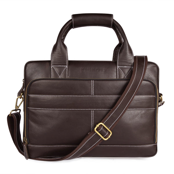 Rich Brown Genuine Leather Laptop Bag - Kinnoti