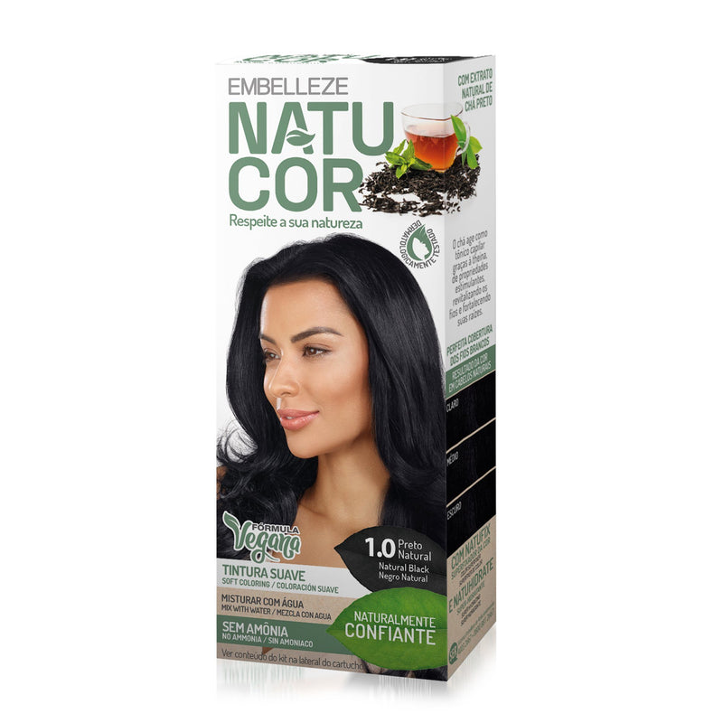 Natucor Vegan Hair Color Natural Black 1.0 | Novex Hair Care