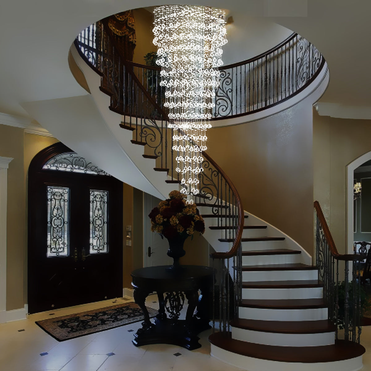 spiral raindrop chandelier