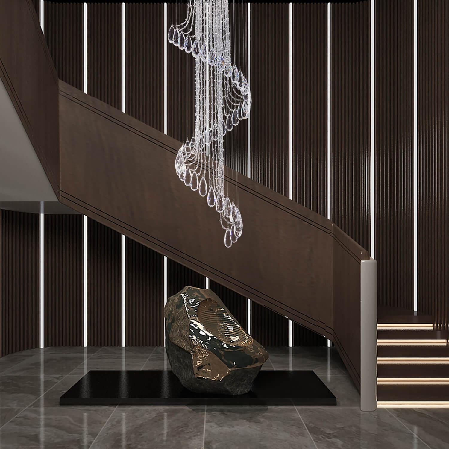 Modern Art Design Crystal Spiral Chandelier For Foyer Sofary