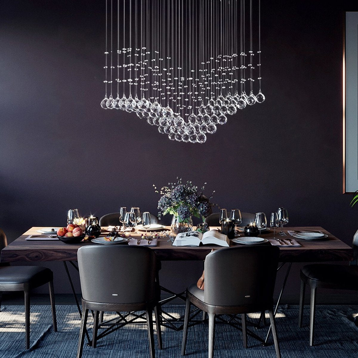 Modern Wing Shape Crystal Chandelier With Rectangular Base Sofary