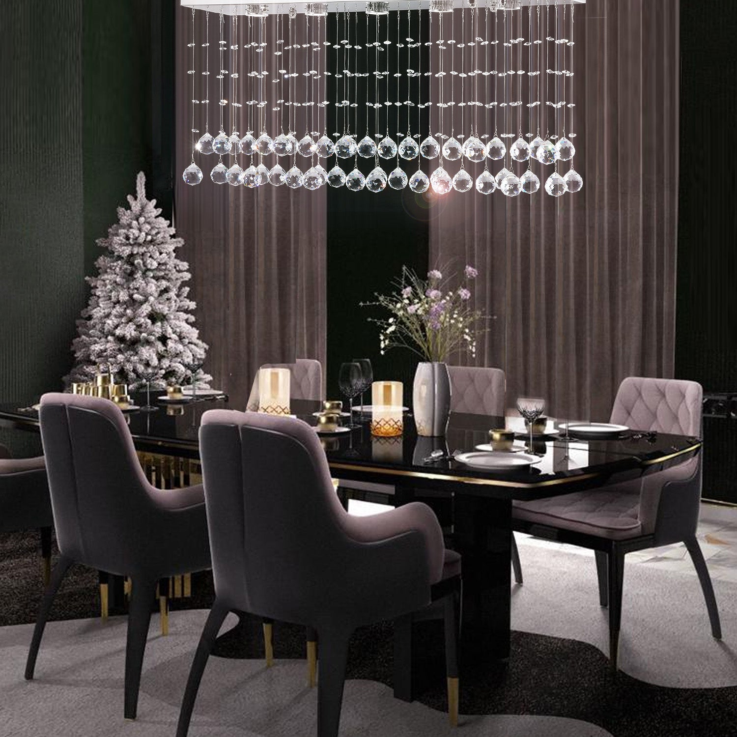 Modern Rectangular Crystal Chandelier Lighting - Sofary