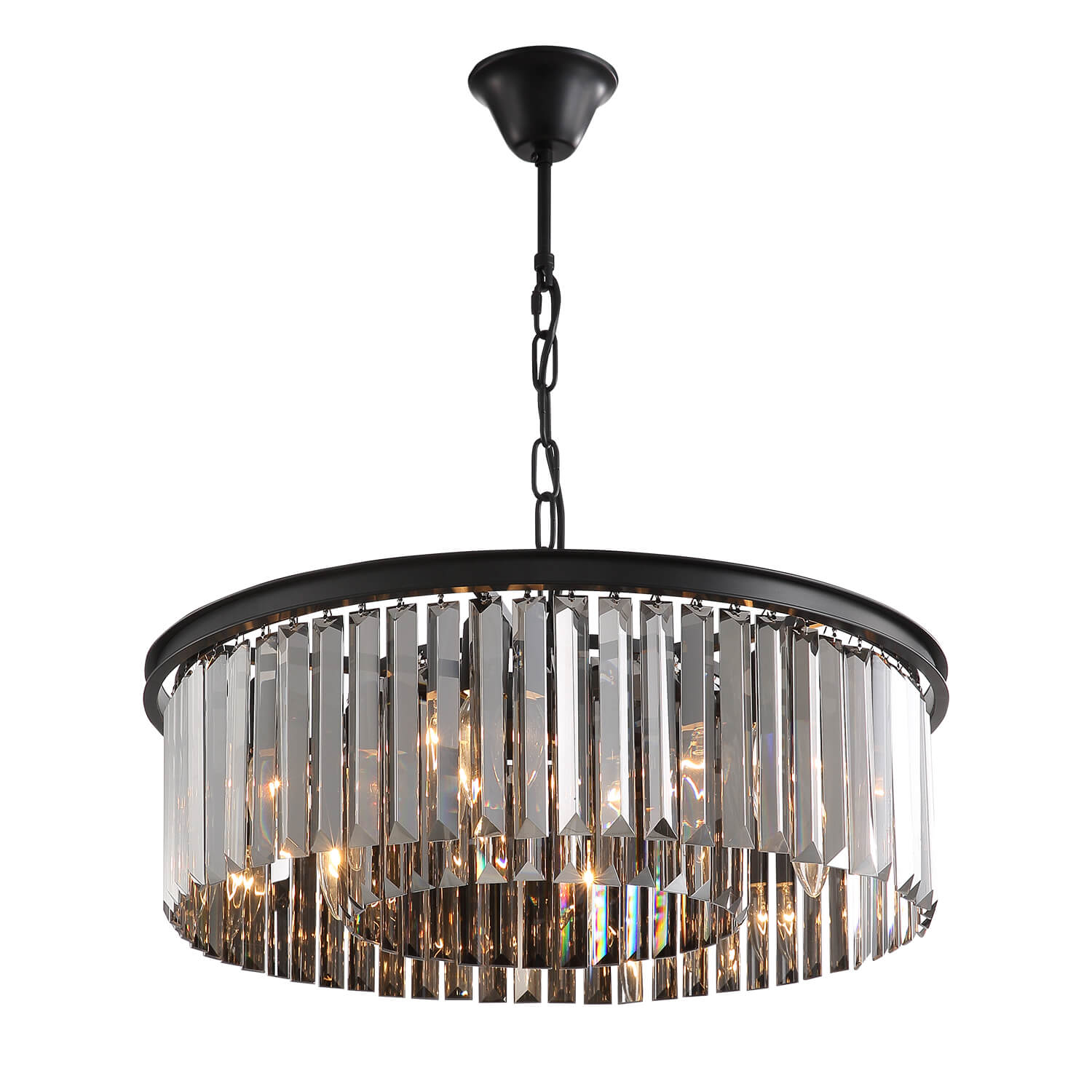 Black Crystal Chandelier Round Design Pendant Light Sofary   On4 