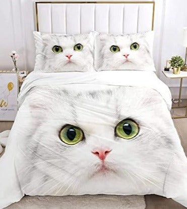 Bettbezug und Kissen mit Katzen