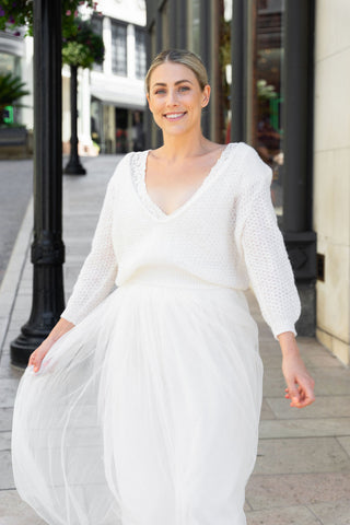Bridal sweater loose with extra big V-Neck 