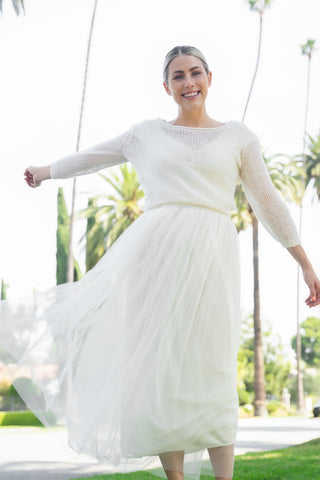 Here comes a lookt through bridal sweater in ivory