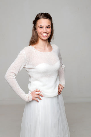 Kaschmirpullover in weiß und creme für Bräute