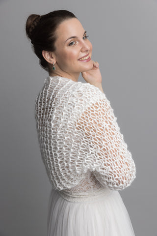 Bolero Jacke für hochzeiten mit dicker Stricknadel gestrickt