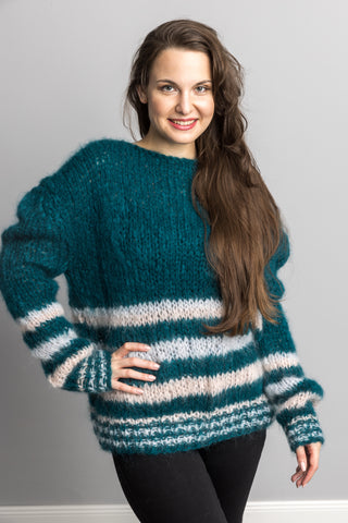 Chunky knit sweater made with ingenua mohair