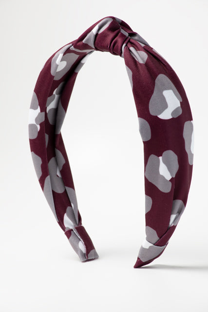 Top Knot Headband in Maroon Leopard – Azarhia