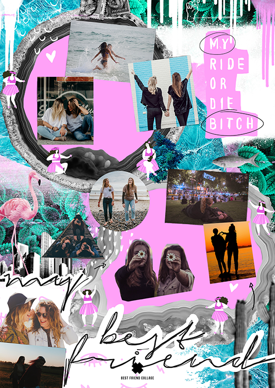My Ride Or Die Bitch Best Friends Collage Poster Comme Glom