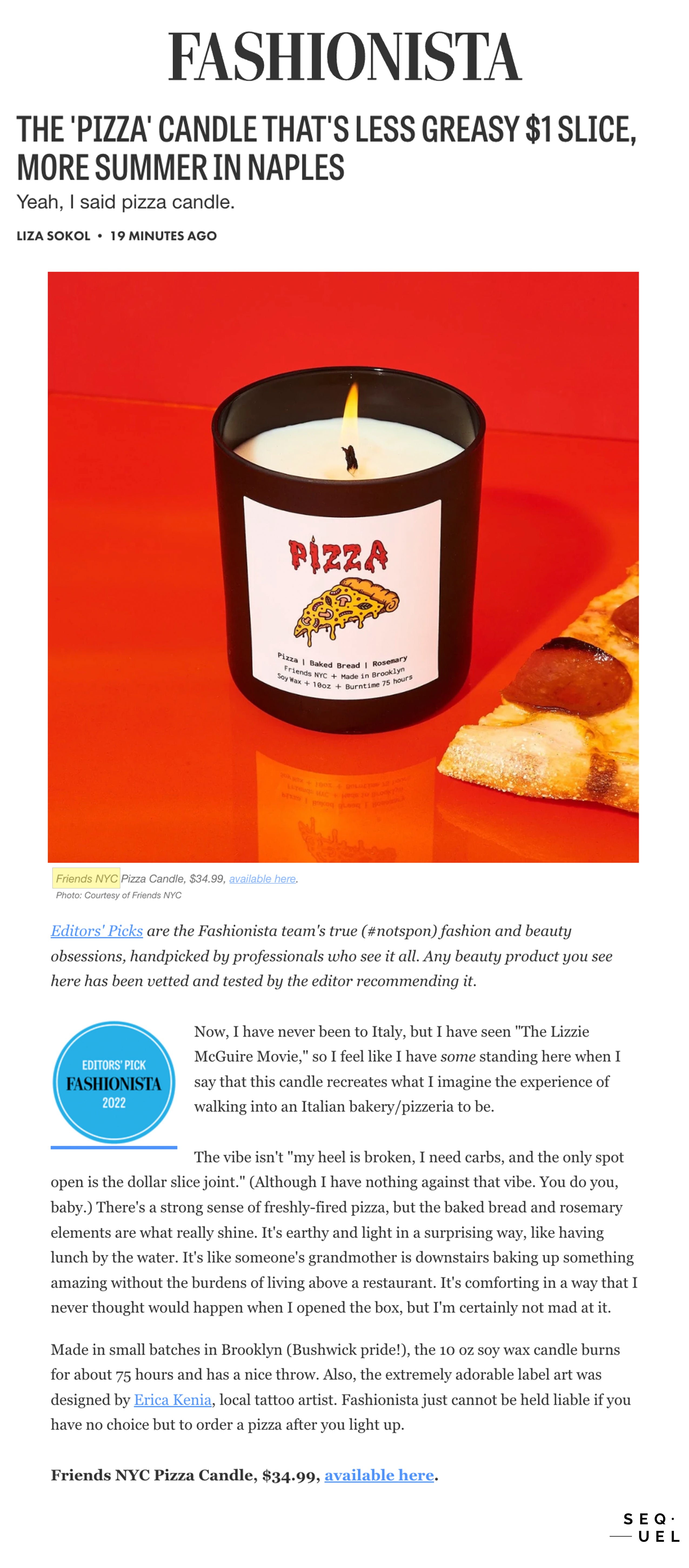 pizza candle review friends nyc