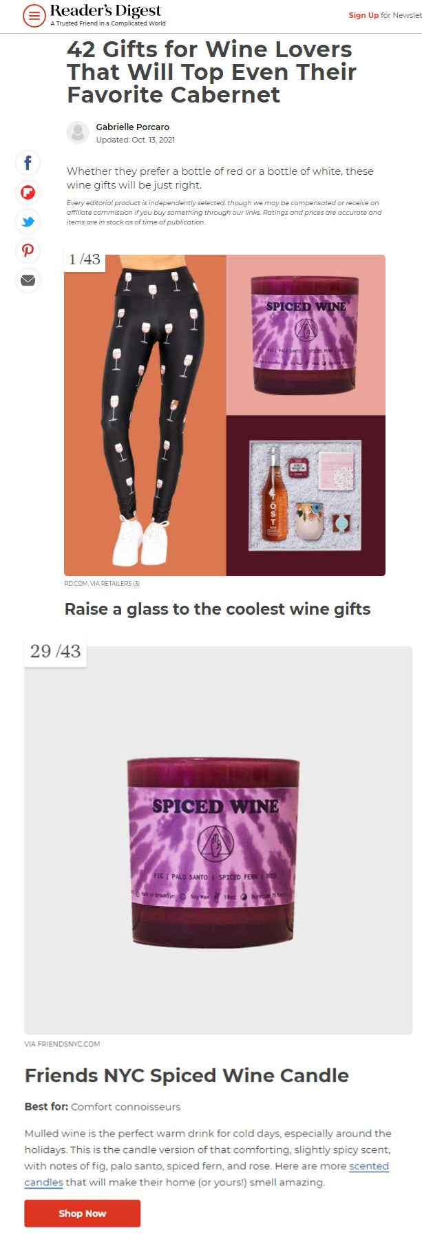 wine lover's gift guide spiced wine candle friends nyc