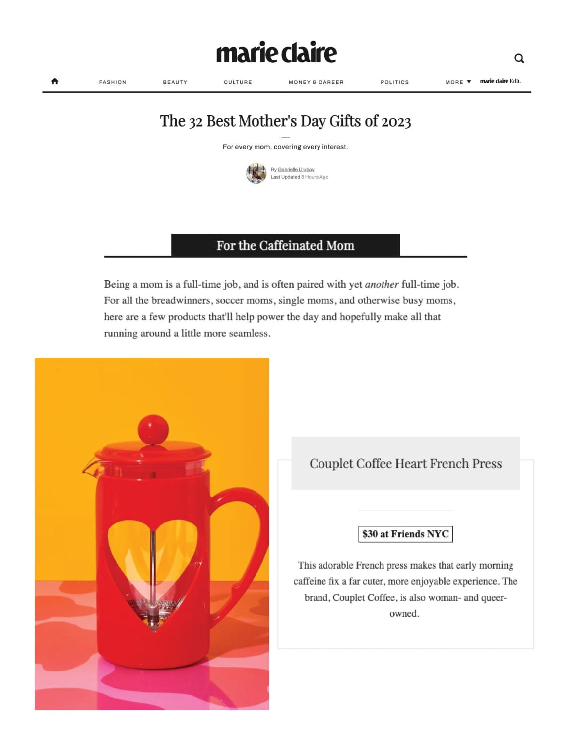 mother's day gift guide heart french press at friends nyc