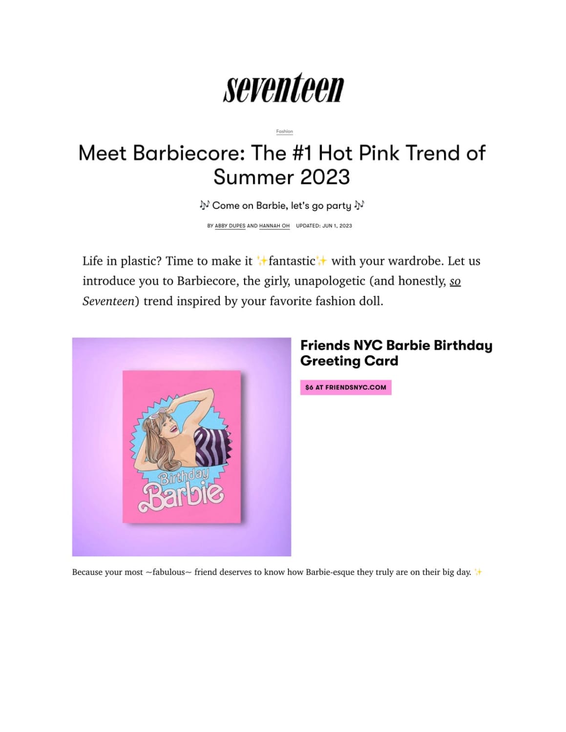 Barbiecore trend in seventeen