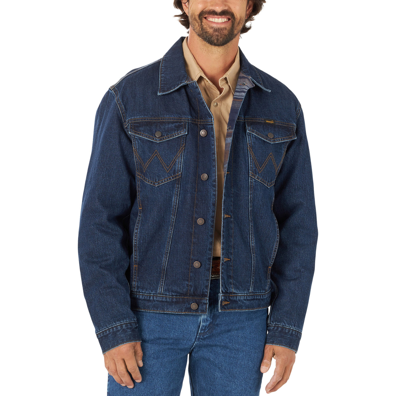 Men's Wrangler Flannel Lined Denim Jacket - Gass Horse Supply & Western Wear