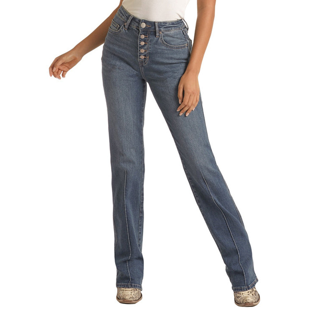 Women's High Rise Extra Stretch Bootcut Jeans - Medium Vintage