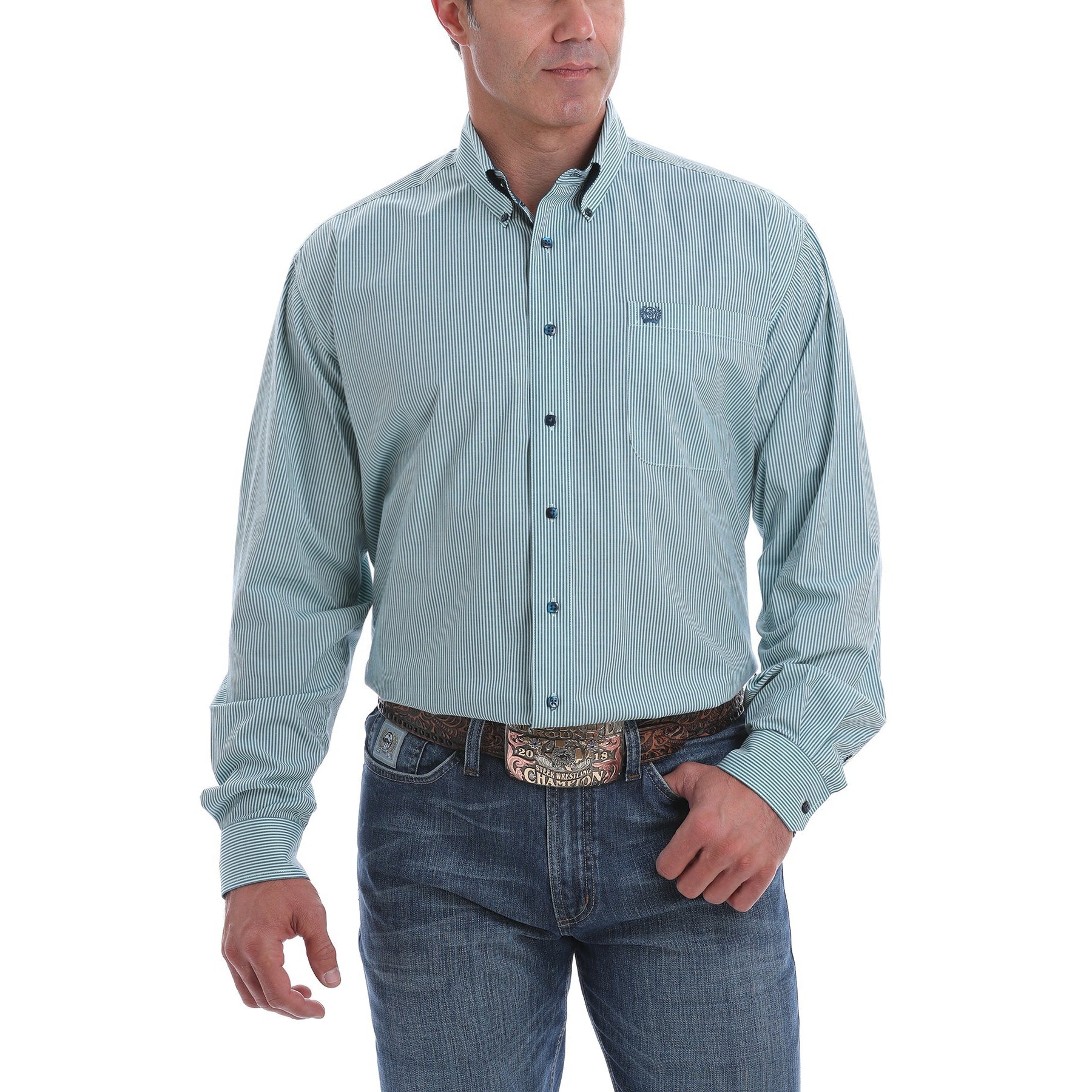 Cinch Mens LS Stripe Light Blue Shirt– Irvine Tack & Western Wear