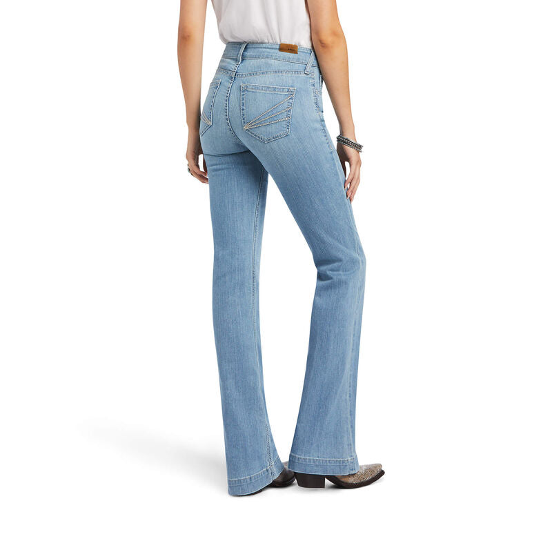 Ariat Women's Trouser Mid Rise Stretch Entwined Wide Leg Jeans - Marin