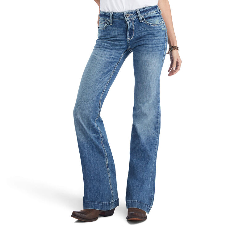 Ariat Women's Trouser Mid Rise Stretch Lucy Wide Leg Jeans - Pacific