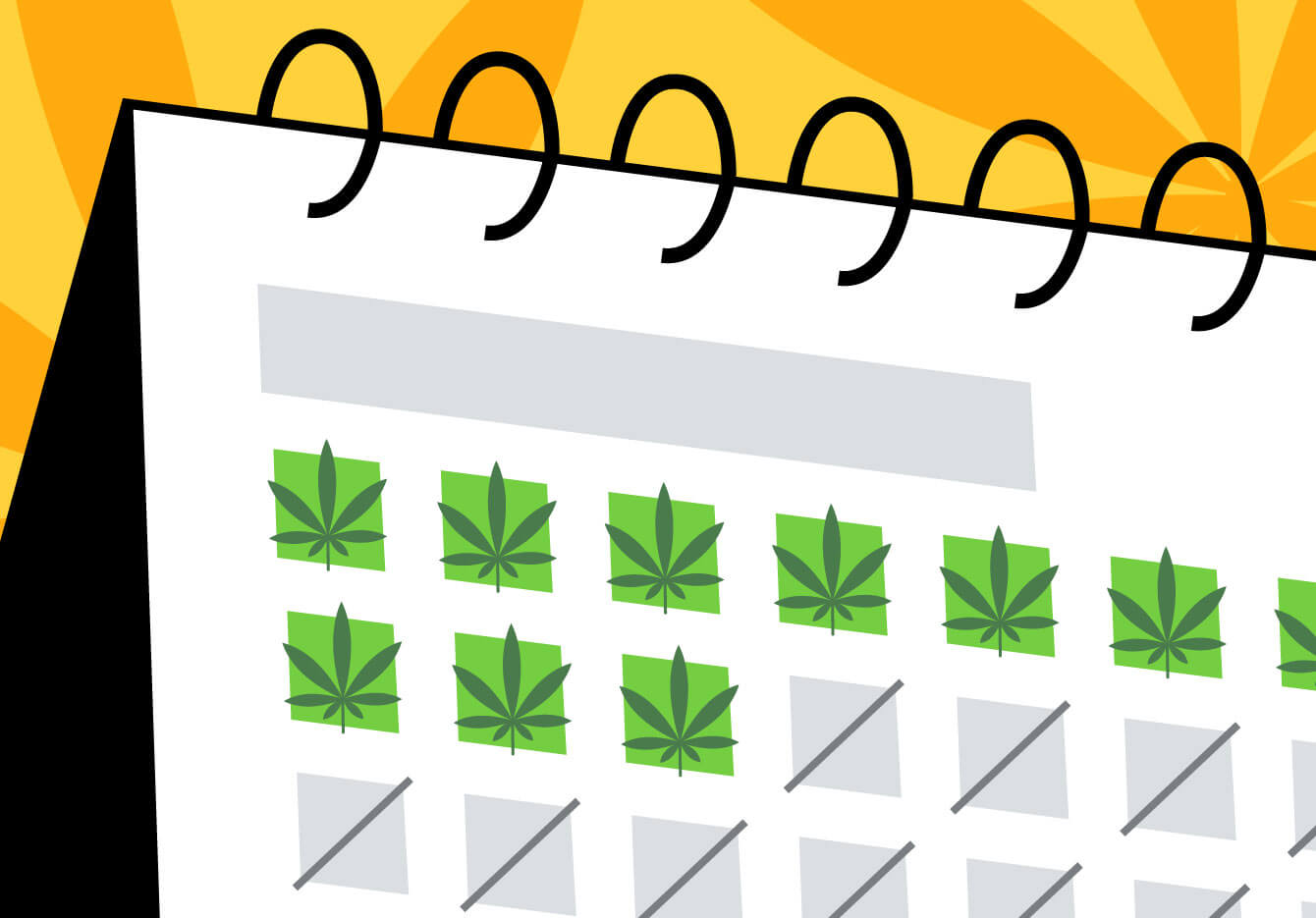 Calendar illustration days of Cannabis Use and Days of no Cannabis Use