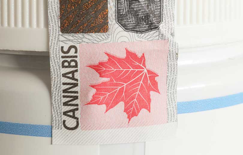 Image of an excise stamp on a cannabis package
