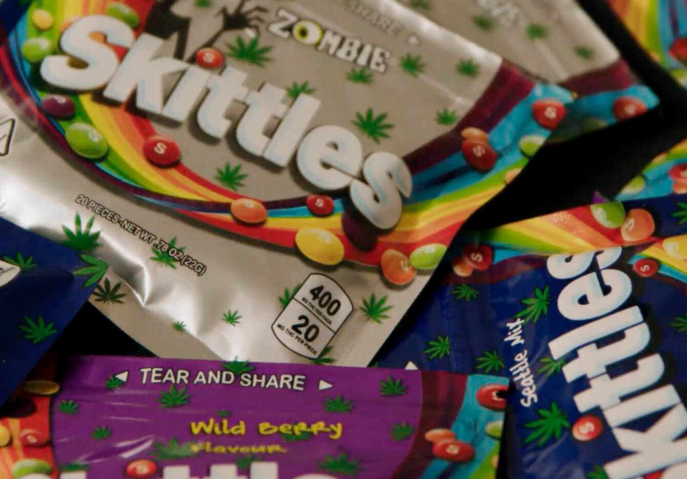 Photo of Unregulated edible cannabis product resembling Skittles