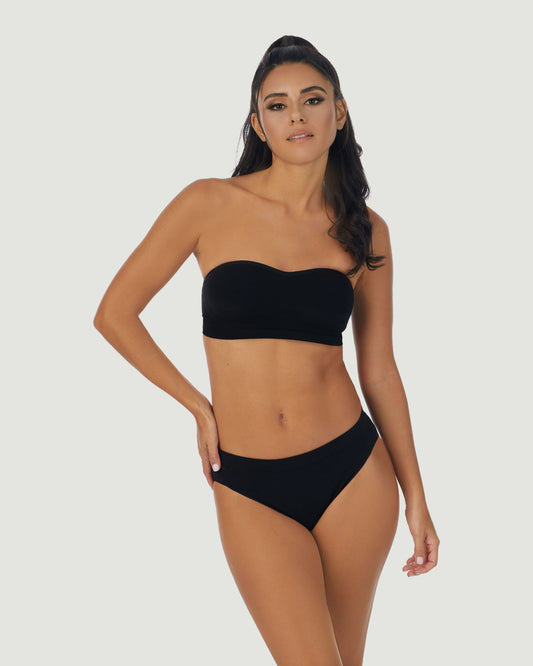 Cabana Cotton Seamless Longline Bralette - Black – On Gossamer