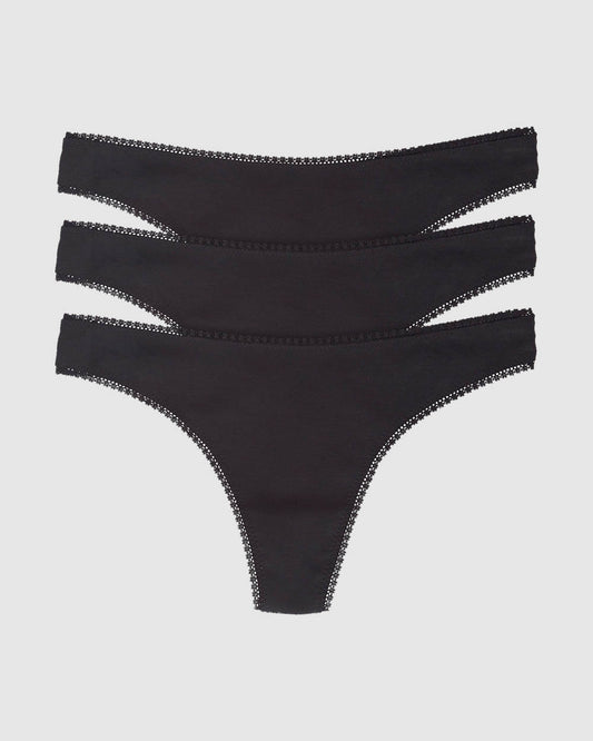 Cabana Cotton Hip G Thong Underwear - Black – On Gossamer
