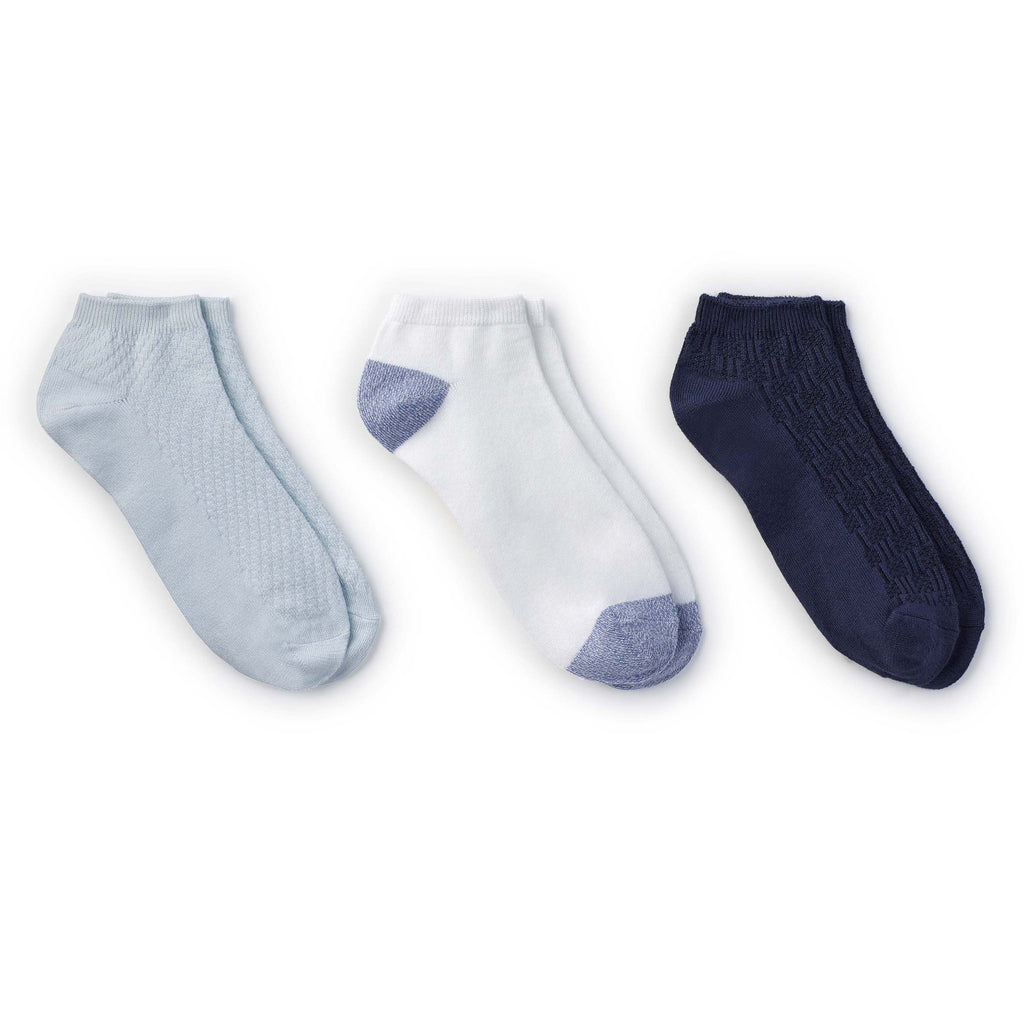 Diagonal Rib/ Mosaic Stitch Low Cut Sock 3 Pack - Cuddl Duds